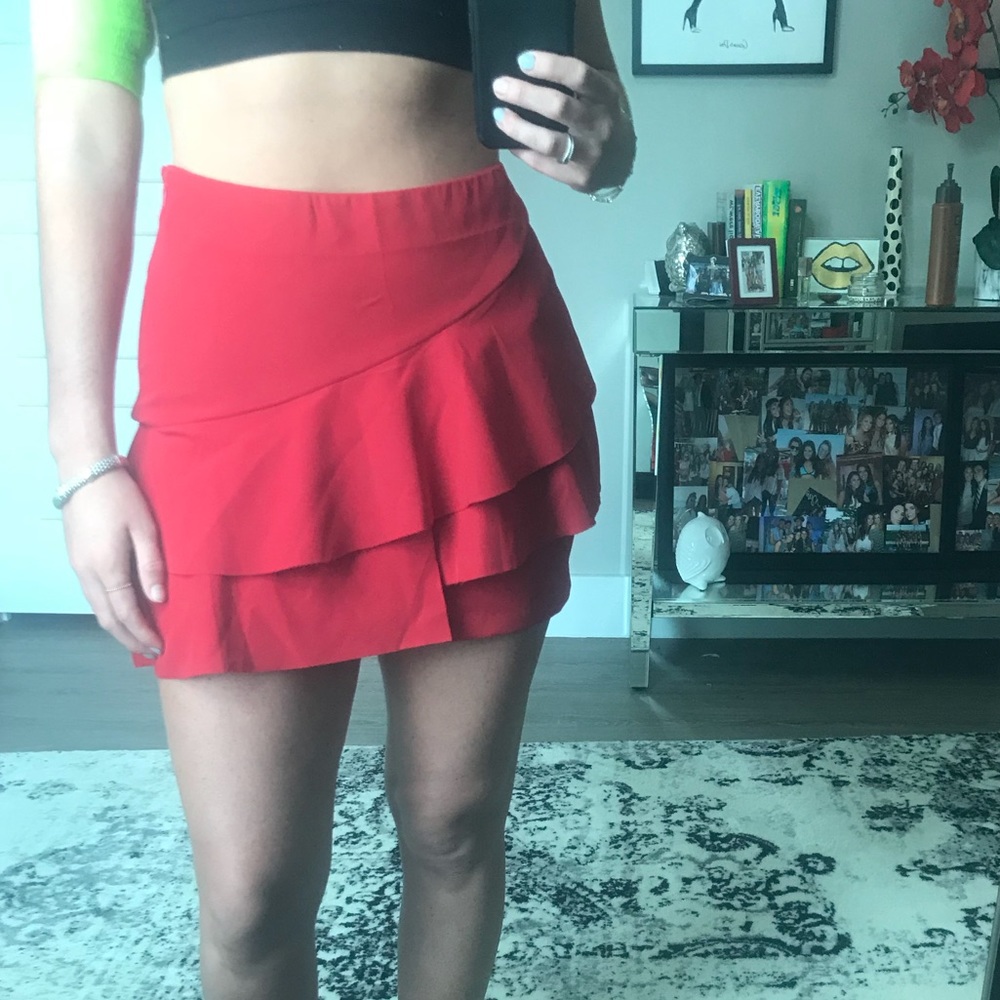 Red ruffle skirt